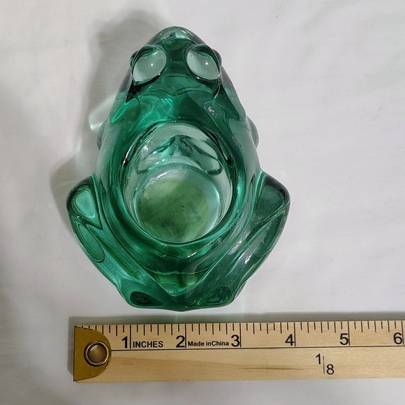 2 Emerald Green Glass Frog Votive Candle Holders Indiana Glass USA Firgurine - Picture 5 of 6